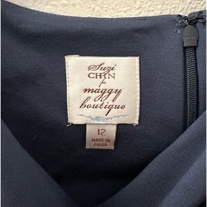 Navy blue Suzi Chin‎ for Maggie Boutique with Brown Belt 0055